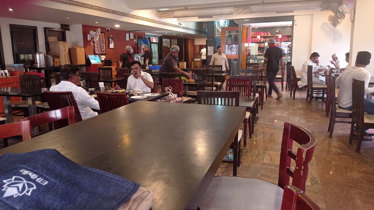 Breakfast @ MTR. Try their Rava Idli, according to popular legend, they invented it.